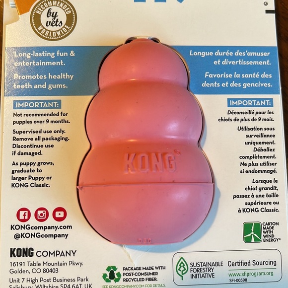 NWT KONG PUPPY RUBBER DOG TREAT TOY - PINK SIZE SMALL (UP TO 20 LBS) - Picture 4 of 5